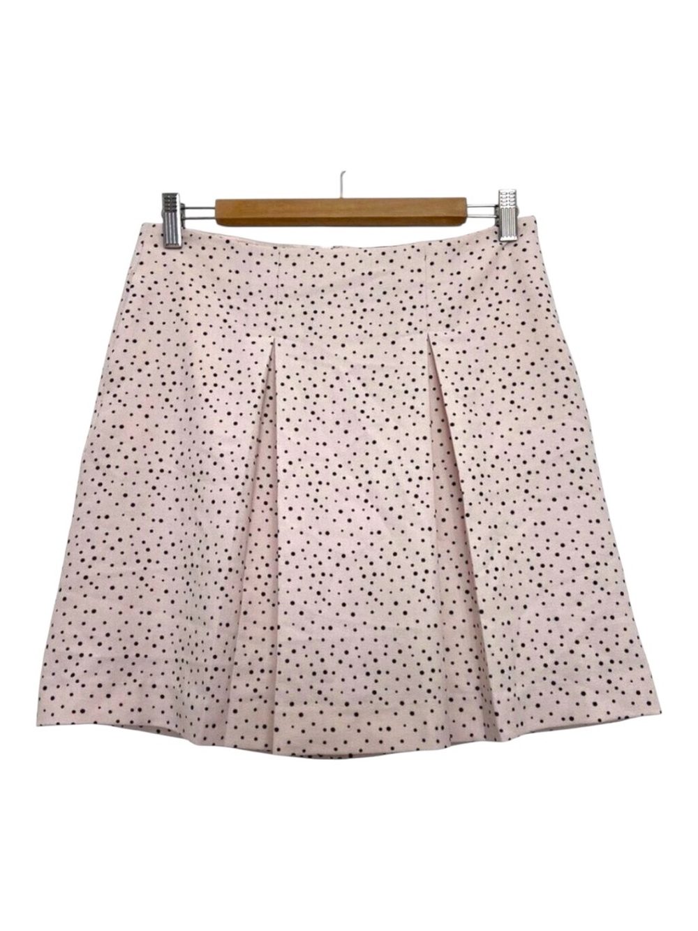 Rw&co light pink mini skirt pleated black dots lining zip size 4